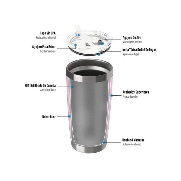 Vaso Térmico de 20 oz - Violeta Claro - Imagen 3