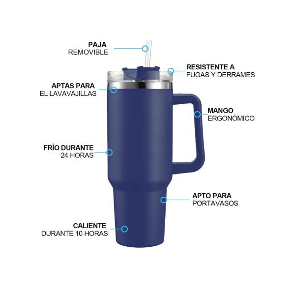Vaso Térmico De 40oz - Azul Oscuro - Imagen 2