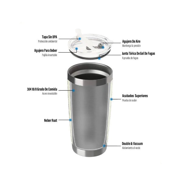 Vaso Térmico de 20 oz - Crema - Imagen 3